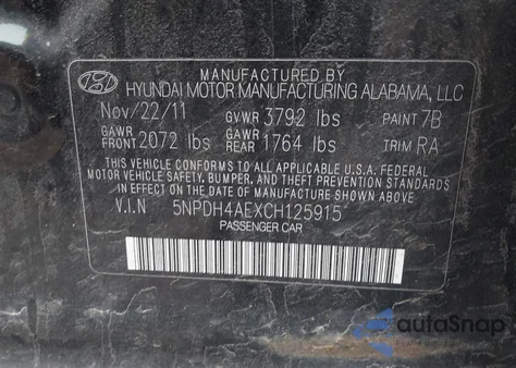 2012 Hyundai Elantra Gls z USA, uszkodzony, nr VIN 5NPDH4AEXCH125915